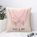 Coussin personnalisé You & Me Holding Hands Line Art Cushion Throw Pillow Cover Valentine's Day Anniversary Gift for Couple