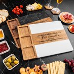 Personalized Minimalist Engraved Name and Date Acacia Marble 11 Pcs Cutting Board Coaster Set with Bowl and Spoon Housewarming Gift for Family
