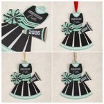 Personalized Cheerleader Uniform Dress Pom-Poms Acrylic Ornament with Name and Year Tree Decor Team Day Birthday Gift for Cheerleaders