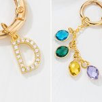 Personalized Birthstone Heart Star Keychain with Glitter Initial Wedding Party Birthday Gift for Friend Family