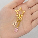 Personalized Birthstone Heart Star Keychain with Glitter Initial Wedding Party Birthday Gift for Friend Family