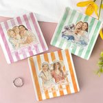 Personalised Watercolour-Style Besties Photo Striped Ceramic Jewellery Dish with Title and Text Daily Use Birthday Gift for Friends Women