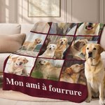 Couverture douce personnalisée avec collage de 6 à 9 photos et texte - Cadeau anniversaire rencontre pour ami famille couple