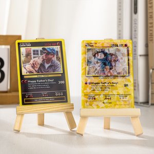 Personlig foto klassisk TCG Poke-kort med tekst og trestativ Farsdagsgave til pappa