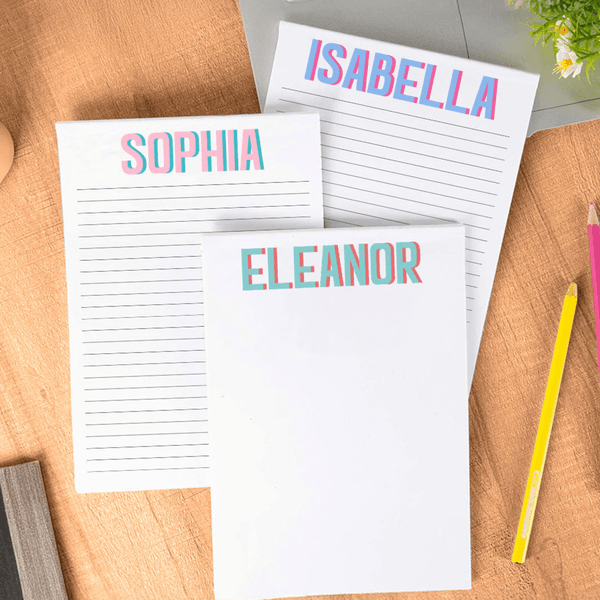 Personalized Multicolor Shadow Monogram Notepad with 40/80 Pages Back to School Appreciation Gift for Students Colleagues