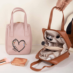 Gepersonaliseerd Hartvormig Geboortebloem PU Leren Make-up Tasje met 1-6 Namen Dagelijks Gebruik Verjaardagscadeau voor Vrienden Besties