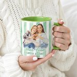 Personalisierte Aquarell gestreiftes Foto Design 11 oz 15 oz Keramik Kaffeebecher mit Text täglichen Gebrauch Geburtstag Geschenk für Besties Schwestern