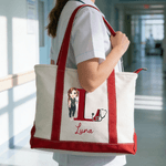 Personalized Cartoon Healthcare Worker Durable Boat Tote Bag with Name and Initial Travel Daily Use Nurses' Day Gift for Doctors Nurses