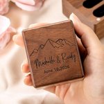 Personalized Triple Flip Wood Ring Box for Proposal/Engagement/Wedding Ceremony