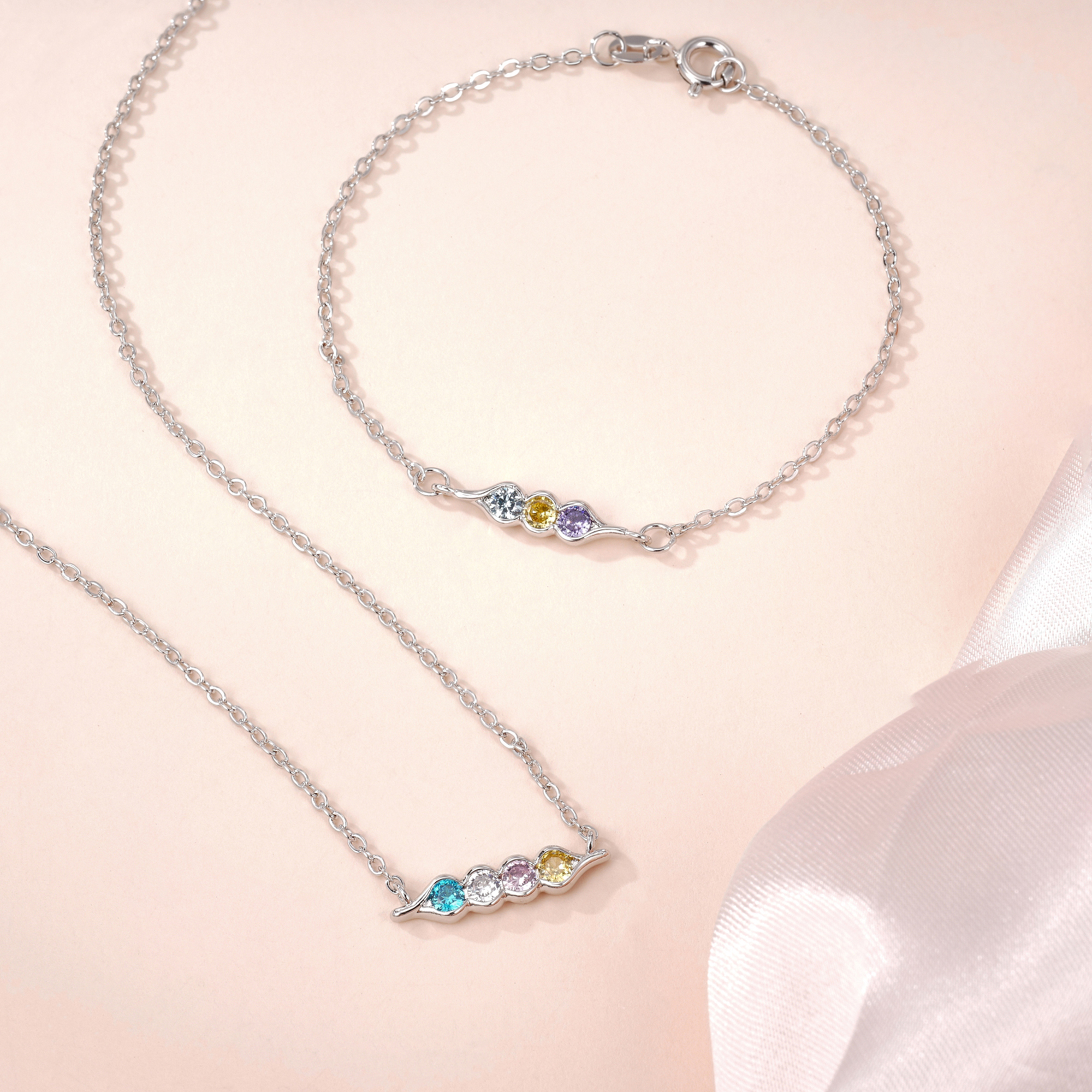 Collier personnalisé Peas Pod 2-6 Birthstones Bracelet Dainty Family Jewelry Birthday Mother's Day Gift for Mother Grandmother