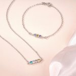 Collana personalizzata con baccello di piselli 2-6 pietre di nascita Braccialetto Gioielli di famiglia delicato Compleanno Regalo per la festa della mamma Nonna