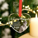 Personalised In Loving Memory of Photo Design Round Heart Shape Christmas Ornament with Name and Year Memorial Gift for Loss of Loved One