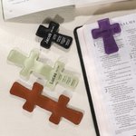 Personalized Inspirational Bible Verses Cross PU Leather Magnetic Bookmark Clip First Communion Baptism Back to School Gift for Christians Bookworms