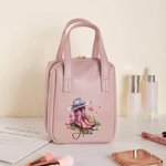Gepersonaliseerde Cowboy Geboorte Bloemenlaarzen PU Leren Handheld Make-up tas met naam Verjaardag Verjaardagscadeau voor vrouwen