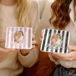 Personalised Watercolour-Style Besties Photo Striped Ceramic Jewellery Dish with Title and Text Daily Use Birthday Gift for Friends Women