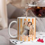 Personalisierte Aquarell gestreiftes Foto Design 11 oz 15 oz Keramik Kaffeebecher mit Text täglichen Gebrauch Geburtstag Geschenk für Besties Schwestern