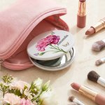 Personalized Birth Flower Butterfly Compact PU Leather Heart Round Square Makeup Mirror with Name Birthday Wedding Party Gift for Women