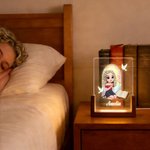 Personalized Cross Bible Book Cartoon Prayer Character Acrylic LED Night Light with Wooden Base Baptism Confirmation Birthday Gift for Christian Woman