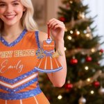 Personalized Cheerleader Uniform Dress Pom-Poms Acrylic Ornament with Name and Year Tree Decor Team Day Birthday Gift for Cheerleaders