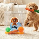 Personalized 3D Cartoon Dog Name Set of 6 Dog Toy with Bit-Resistant Chew Toy Interactive Rope Pet Birthday Adoption Gift for Dog Owners