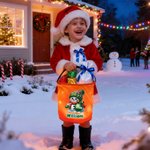 Personalized Cute Cartoon Snowman LED Light Bucket Bag with Name and Year Holiday Storage Decor Christmas Gift for Kids