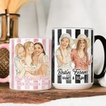 Personalisierte Aquarell gestreiftes Foto Design 11 oz 15 oz Keramik Kaffeebecher mit Text täglichen Gebrauch Geburtstag Geschenk für Besties Schwestern