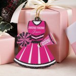 Personalized Cheerleader Uniform Dress Pom-Poms Acrylic Ornament with Name and Year Tree Decor Team Day Birthday Gift for Cheerleaders