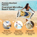 Gepersonaliseerde Multicolor Abstract Floral Animal Oversized Quick Dry Strandlaken met Naam Strandfeest Verjaardagscadeau voor Familie Vrienden