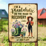 Personalized Birth Flower Cartoon Character Tinplate Sheet Hanging Painting with Name Garden Decoration Birthday Gift for Gardening Lover