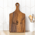 Personalised Engraved Olive Branch Initial Wooden Reversible Charcuterie Chopping Board with Grip Housewarming Anniversary Gift for Couple