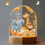 Veilleuse LED en acrylique personnalisée avec nom, date et socle en bois Décoration de la chambre d'enfant Cadeau d'anniversaire pour les enfants