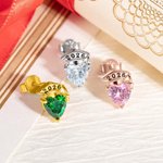 Henkilökohtainen Valmistuminen Cap Sydän Birthstone Stud korvakorut kaiverrettu vuosi ja korvakorut näyttö kortti Valmistuminen syntymäpäivälahja naisille