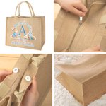 Personalized Cute Bunny Wreath Easter Egg Jute Tote Bag with Name Easter Party Gift for Boys Girls