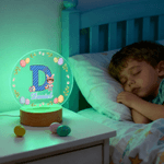 Personlig LED-nattlys med navn og trebunn med syv farger og initialer Personalisert romdekorasjon Påskefest Favorittgave til barn