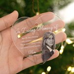 Personalised In Loving Memory of Photo Design Round Heart Shape Christmas Ornament with Name and Year Memorial Gift for Loss of Loved One