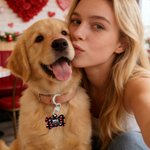 Personalized Lip Love Paw Print Acrylic Bone-Shaped Pet ID Tag with Name and Phone Number Daily Use Birthday Adoption Day Gift for Pet Lover Dog Owner