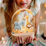 Veilleuse LED en acrylique personnalisée avec nom, date et socle en bois Décoration de la chambre d'enfant Cadeau d'anniversaire pour les enfants