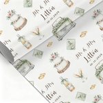 Personalized Mr & Mrs Waterproof Wrapping Paper with Family Name and Date Bridal Shower Wedding Anniversary Gift for Couple Bride Bridegroom