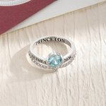 Zircon personalizado anillo de piedra de nacimiento con el nombre grabado Año y Texto Dainty Joyería Cumpleaños Graduación Regalo para Mujeres Graduados