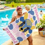 Gepersonaliseerde Multicolor Abstract Floral Animal Oversized Quick Dry Strandlaken met Naam Strandfeest Verjaardagscadeau voor Familie Vrienden