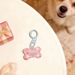 Personalized Lip Love Paw Print Acrylic Bone-Shaped Pet ID Tag with Name and Phone Number Daily Use Birthday Adoption Day Gift for Pet Lover Dog Owner