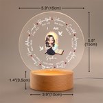 Personalized Cartoon Prayer Character Cross Bible LED Night Light with Name Text and Wooden Base Baptism Confirmation Gift for Christian Woman