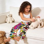 Personalized Graffiti-Art Design Kid Woman Man Pajama Pants with Colorful Name and Drawstring Daily Wear Birthday Gift for Kids Family