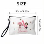 Gepersonaliseerde Geboorte Bloemen Cartoon Karakter Grote Tote Tas Draagbare Make-up Tas met Namen Dagelijks Gebruik Moederdagcadeaus voor Moeders Vrienden