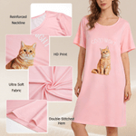 Personalized Multicolor Pet Photo Soft Nightdress with Text Daily Wear Birthday Gift for Grandma Mom Woman Pet Lover