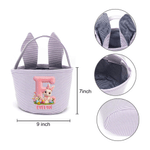 Personalised Simulated 3D Printing Effect Bunny Rabbit Ears Striped Easter Basket with Initial and Name Easter Party Favor Eggs Hunting Gift for Kids