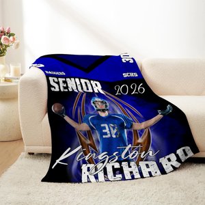 Gepersonaliseerde sporttrui foto ontwerp zachte deken met naam en nummer Game Day verjaardag afstuderen cadeau voor sportliefhebbers