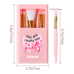 Personalized Heart Bow Rose 5 Pcs Makeup Brushes Box Set with Name and Mirror Birthday Valentine's Day Gift for Friends Girls