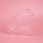 Personalised Rose Design Heart Acrylic Engraved Plaque Write Your Own Romantic Christmas  Valentine's Day Desk Decor for Couple