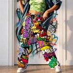 Personalized Graffiti-Art Design Kid Woman Man Pajama Pants with Colorful Name and Drawstring Daily Wear Birthday Gift for Kids Family